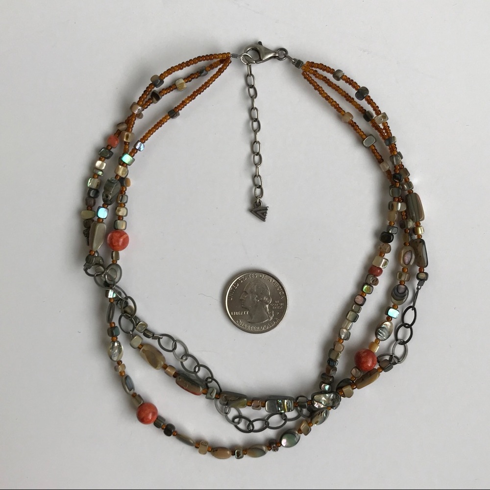 Silpada 925 Red Sponge Coral& Abalone Necklace - Picture 6 of 7